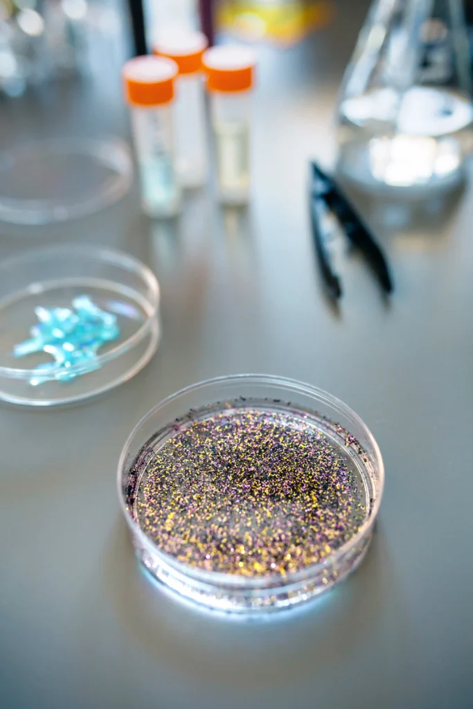 petri-dish-with-colorful-glitter-mixed